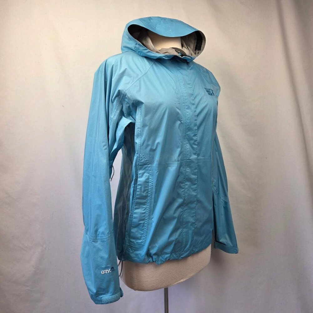 Mountain Hardwear Waterproof Dry.Q Hooded Jacket Aqua Size Medium